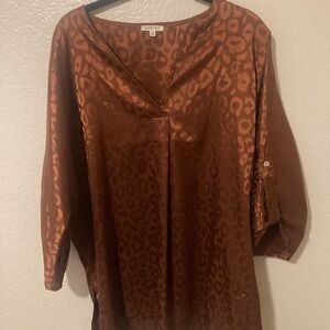 JODIFL Copper Animal Print Blouse